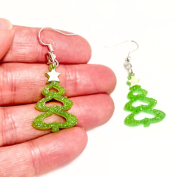 Glitter Christmas Tree Earrings