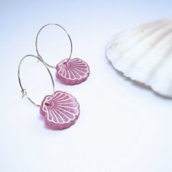 Pink Shell Hoop Earrings